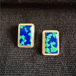 Vintage Sterling and Azurite Earrings from Mexico